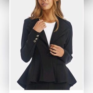 Noir NWT Double Notch Lapel Peplum Blazer Jacket Black Women's Large